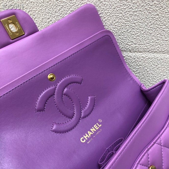 Ch**el Lambskin Flap bag 25cm Purple