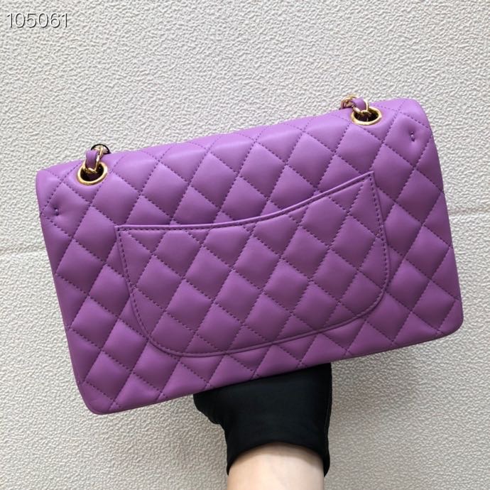 Ch**el Lambskin Flap bag 25cm Purple