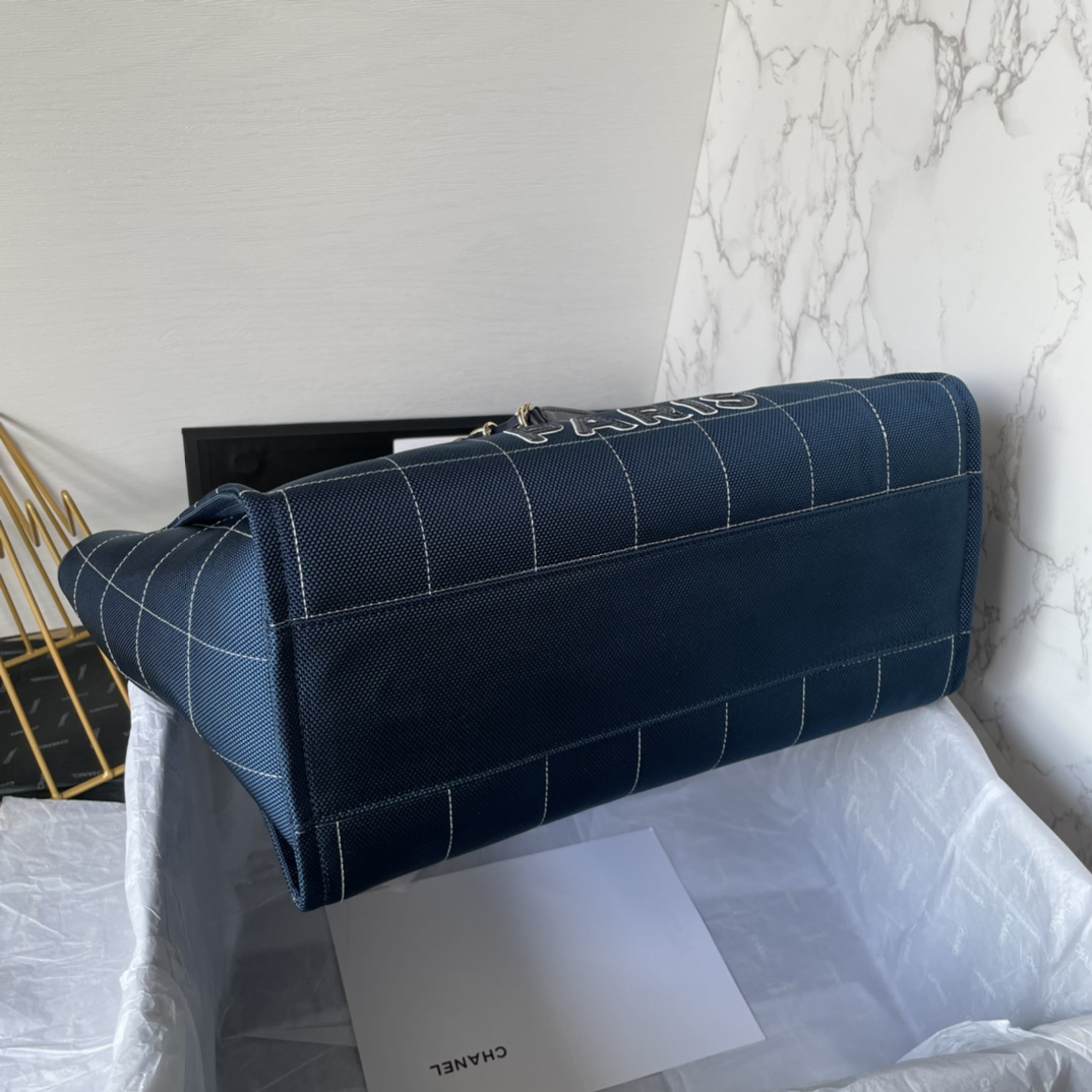 Bagsaaa Ch**el Medium Deauville Dark Blue Tote 36cm