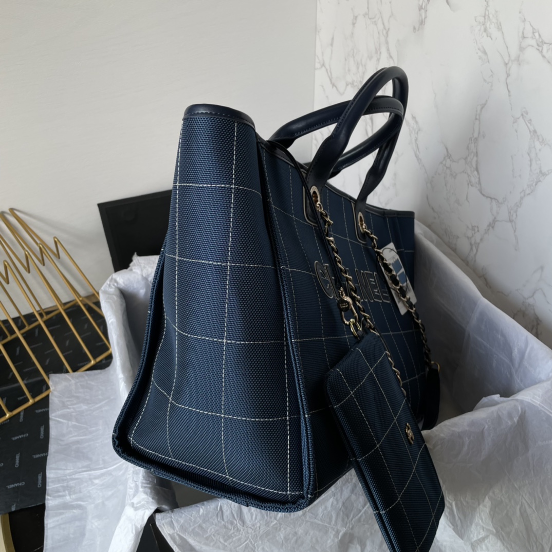 Bagsaaa Ch**el Medium Deauville Dark Blue Tote 36cm