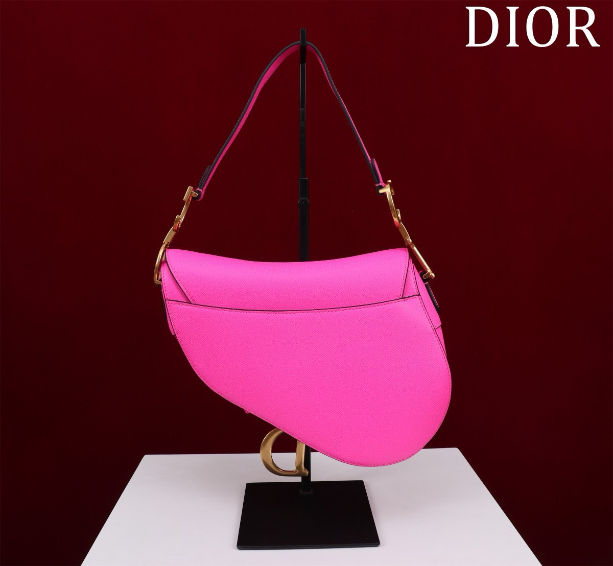 Bagsaaa D10r Saddle Medium Pink With Strap - 25.5x20x6.5cm