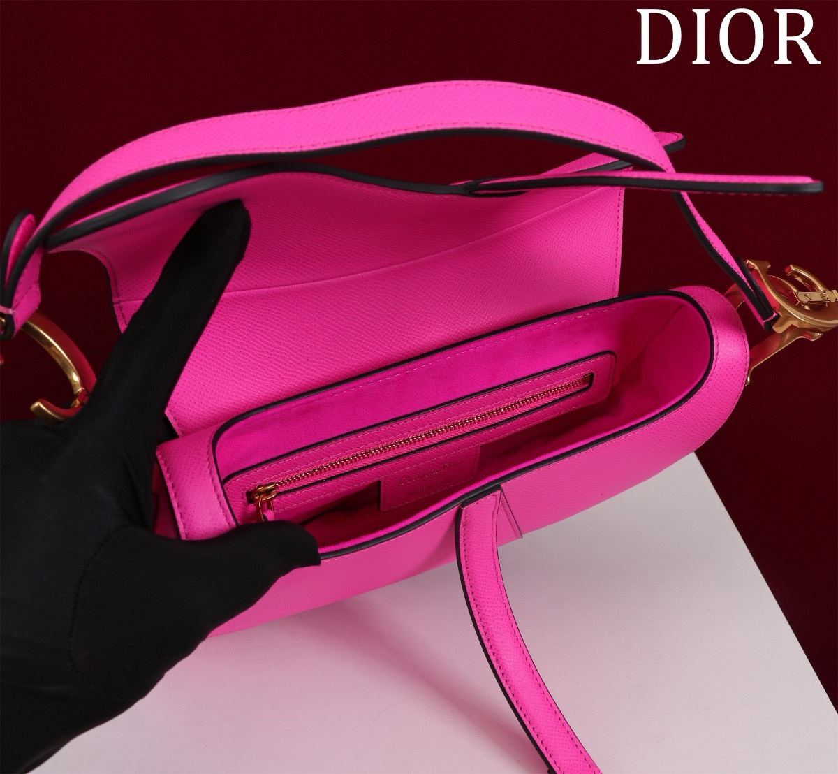 Bagsaaa D10r Saddle Medium Pink With Strap - 25.5x20x6.5cm